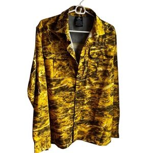 Mossy Oak Fishing Elements Agua Yellow‎ Camo Performance Shirt Men's M NWT